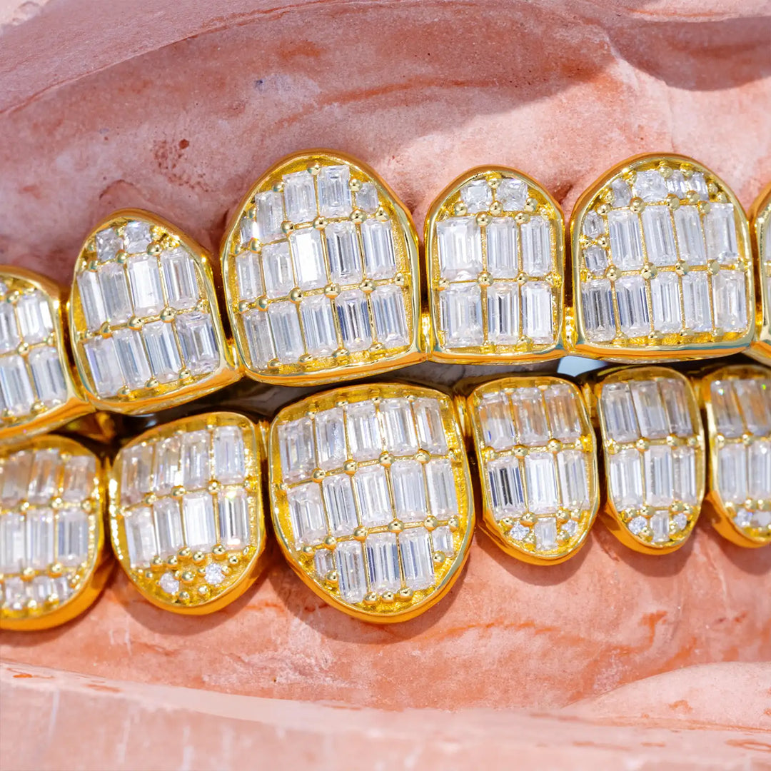 Custom Fully Iced Baguette Cut Grillz