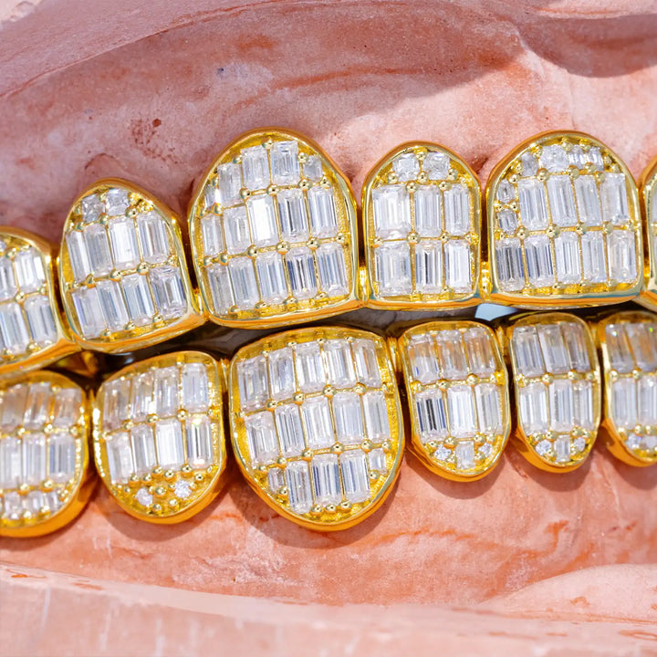 Custom Fully Iced Baguette Cut Grillz