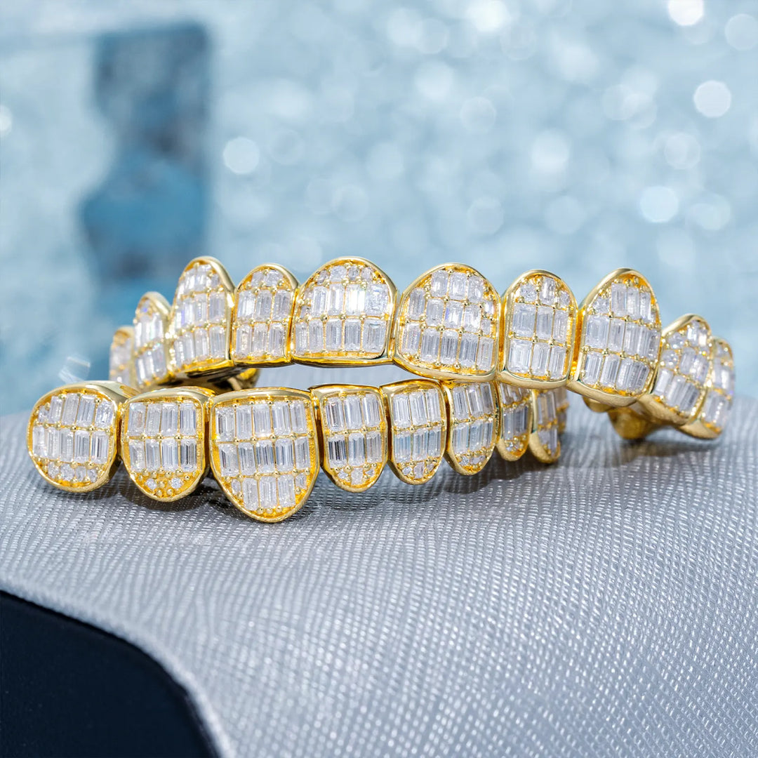 Custom Fully Iced Baguette Cut Grillz