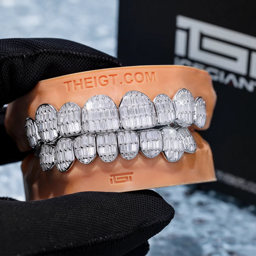 Custom Fully Iced Baguette Cut Grillz