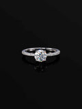 1.1CTW Moissanite Signature Side Stone Round Engagement Ring