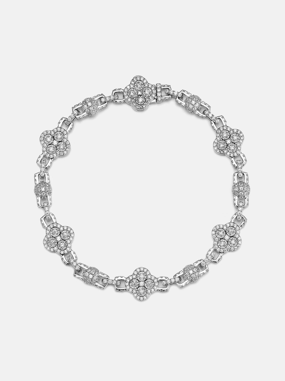 Moissanite Four Leaf Clover And Bead Bracelet