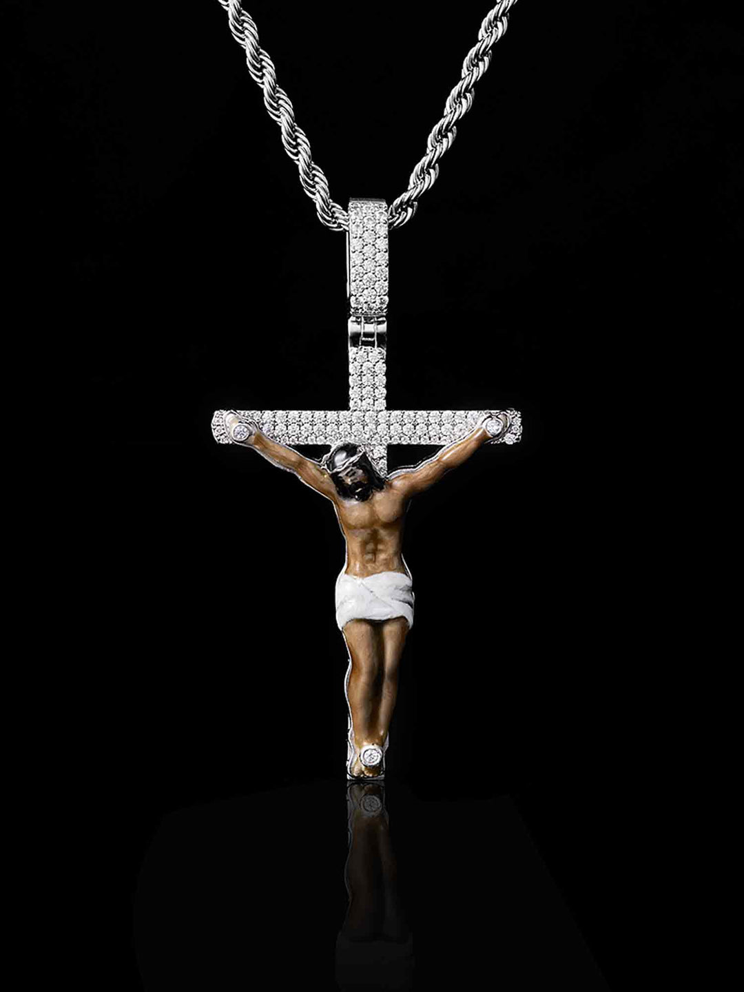 Moissanite Enamel Jesus Cross Pendants