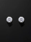 925 Sterling Silver Round Cut Moissanite Earrings-1.00CT Total