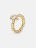 1CT Solitaire Pear Halo Ring With Side Diamonds