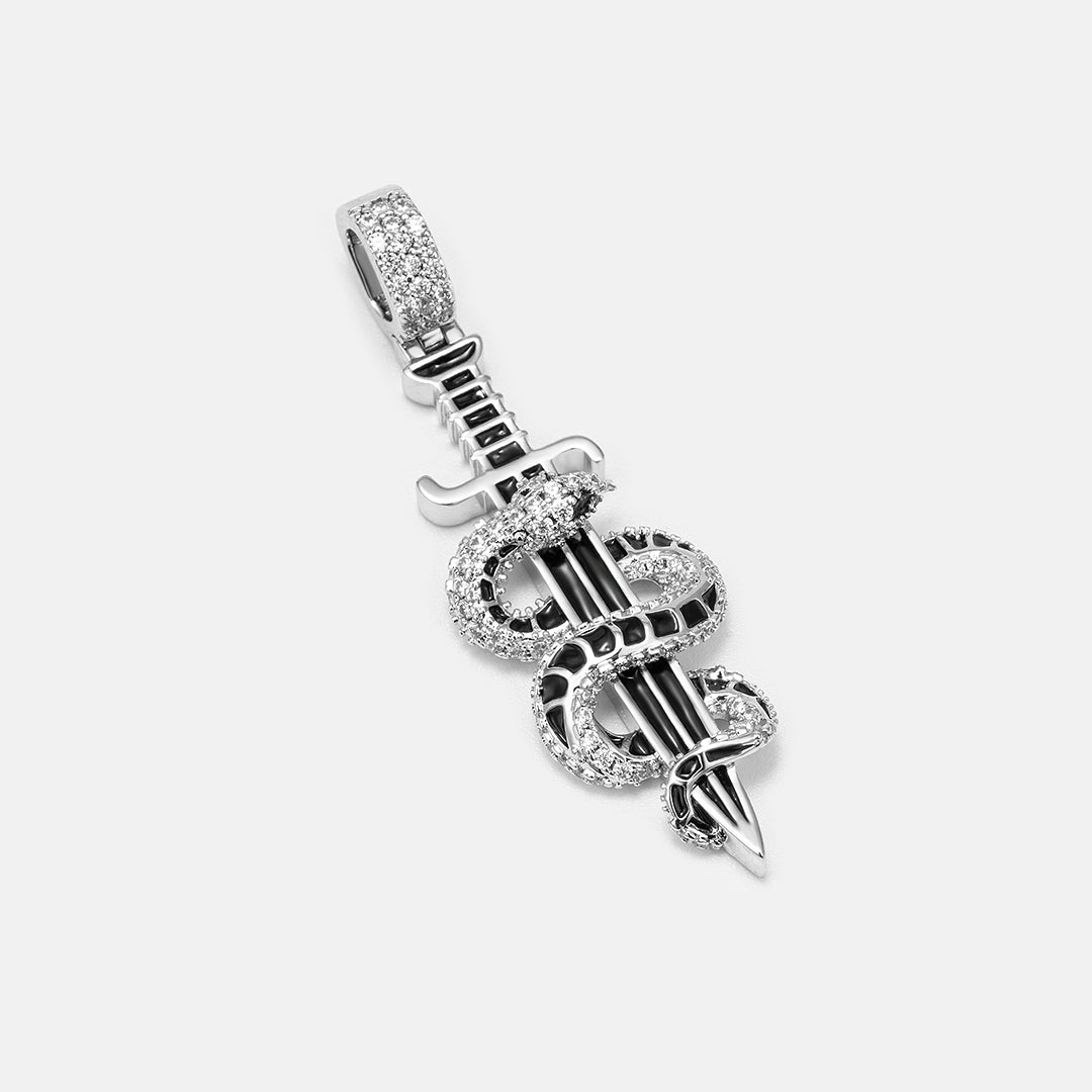 S925 Moissanite Snake & Sword Pendant – ICEGIANT