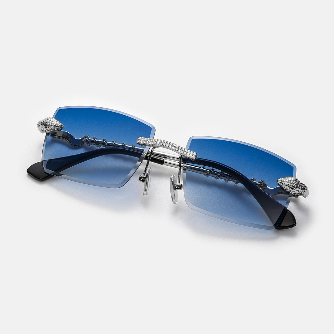 Made To Order Custom Snake Moissanite Sunglasses In White Gold