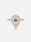 2CT Pear Cut Halo Engagement Ring With Side Diamond
