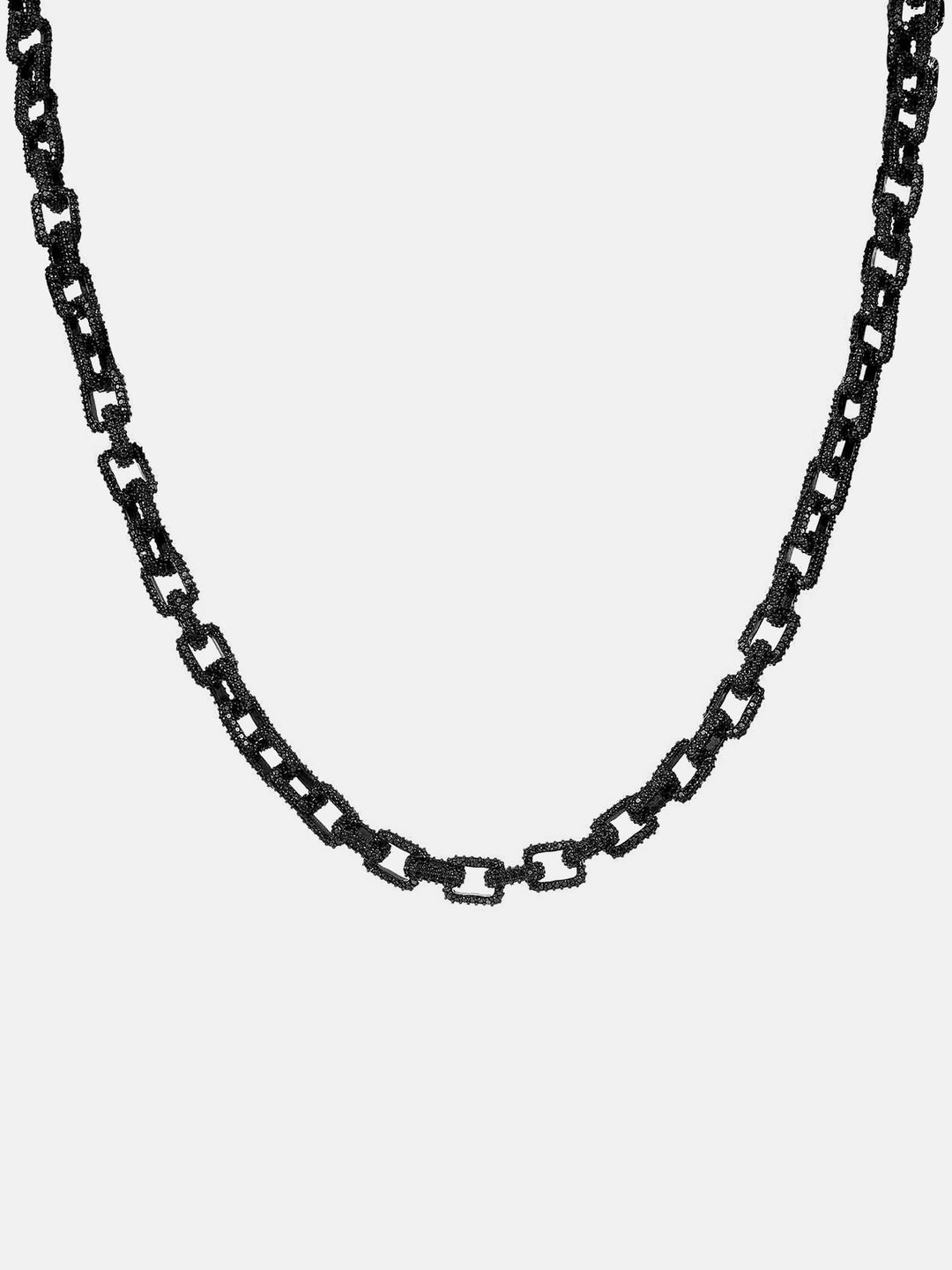 6.5mm S925 Moissanite Rolo Link Chain In Black Gold