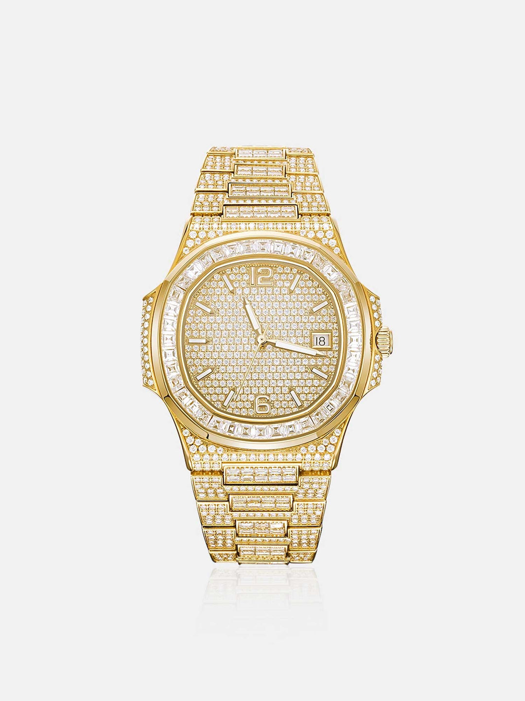 Iced Out Baguette Cut Moissanite Watch
