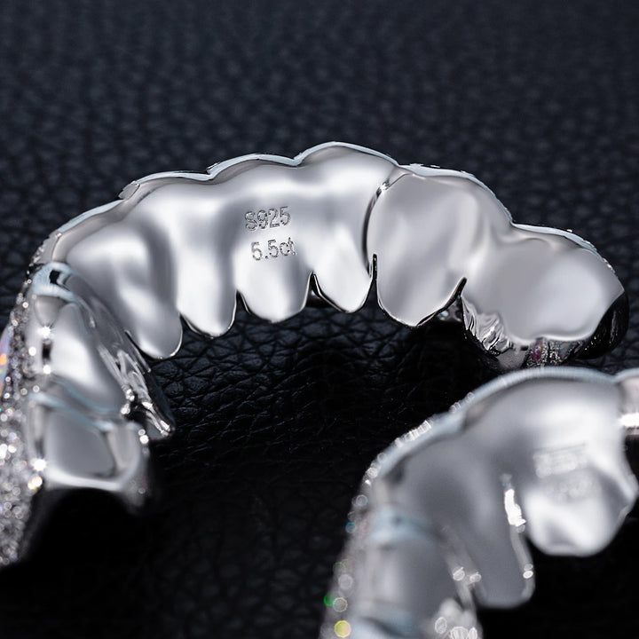 Pave Setting Diamond Grillz White & Pink Opal