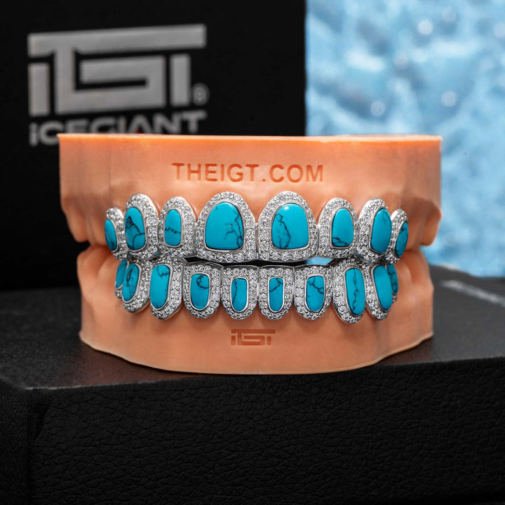 Spiderweb Turquoise And Diamond Grillz