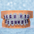 Pave Setting Diamond Grillz Radiant Cut Purple Sapphire