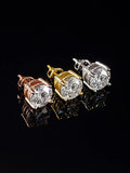 14K Solid Gold Halo Moissanite Stud Earrings-3CT Each