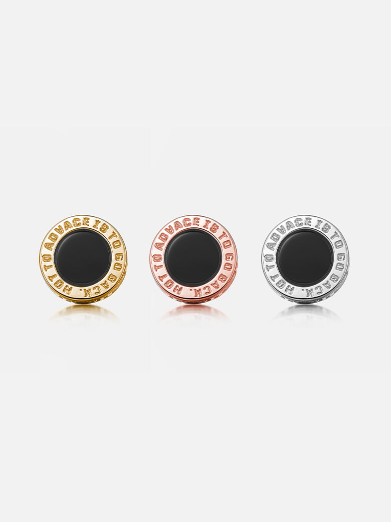 Round Black Agate Stud Earrings