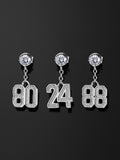 Moissanite Number Stud Dangle Earrings