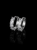 925 Sterling Silver Princess Cut Hoop Earrings
