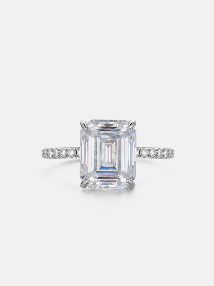 5CT Solitaire Emerald Cut Moissanite Engagement Ring