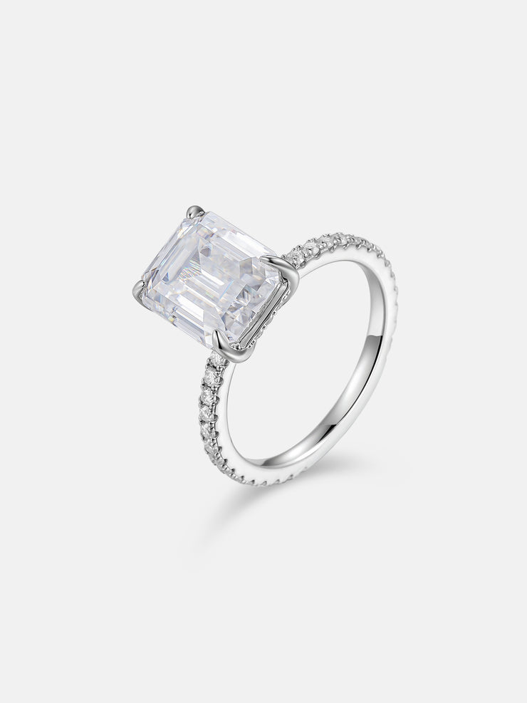5CT Solitaire Emerald Cut Moissanite Engagement Ring