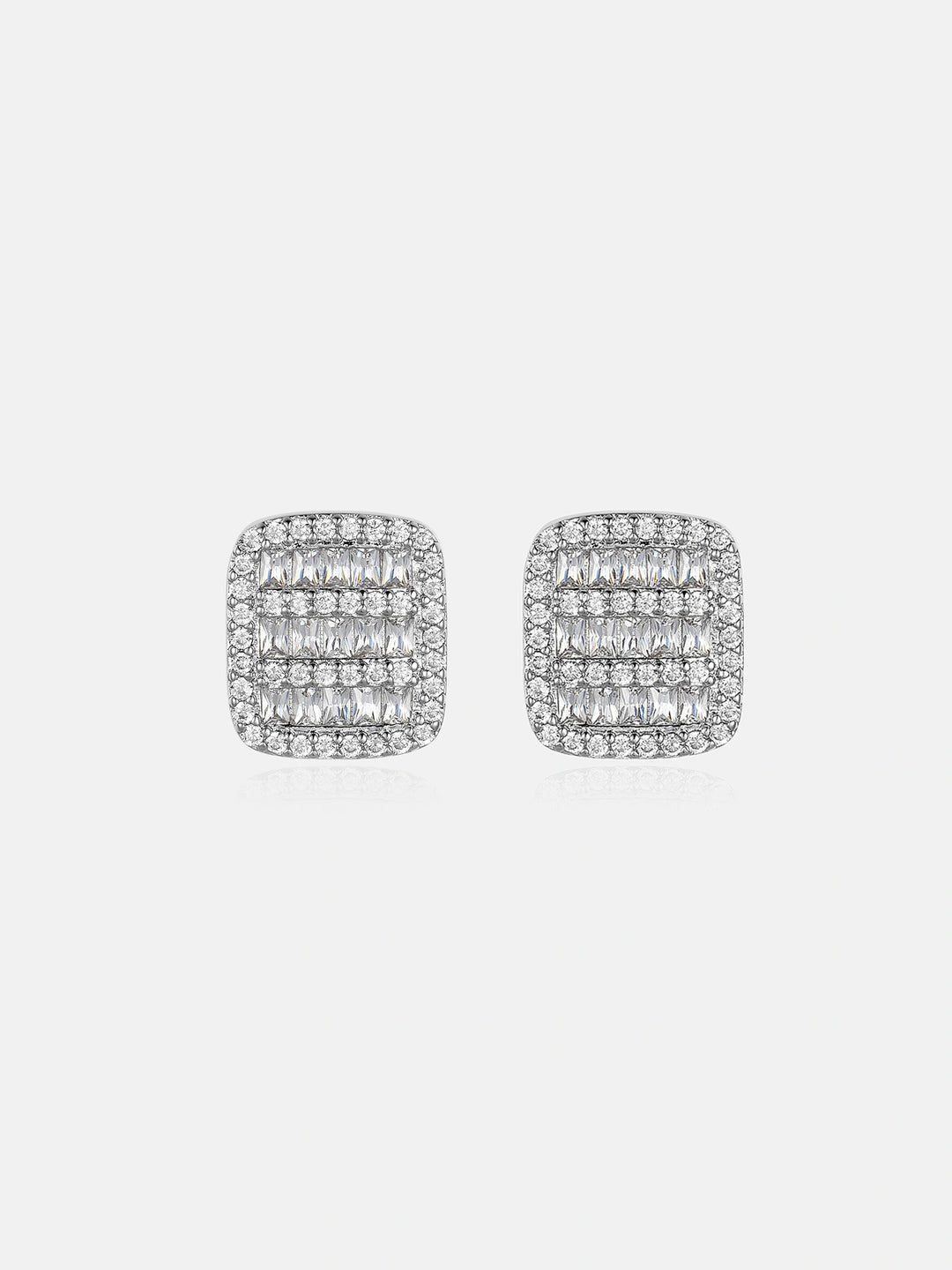 Square Pave Moissanite Stud Earrings