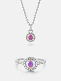 $199 Rainbow Moissanite Ring+Necklace Set