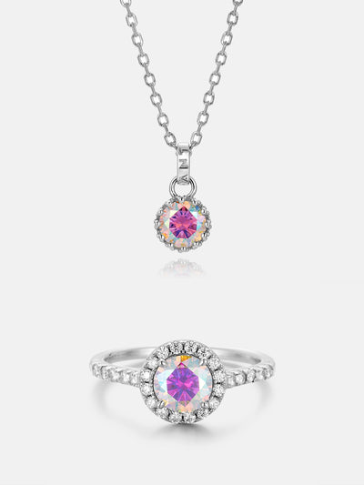 $199 Rainbow Moissanite Ring +Necklace Set