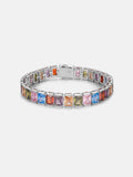S925 Colored Gemstones Emerald Cut Tennis Bracelet