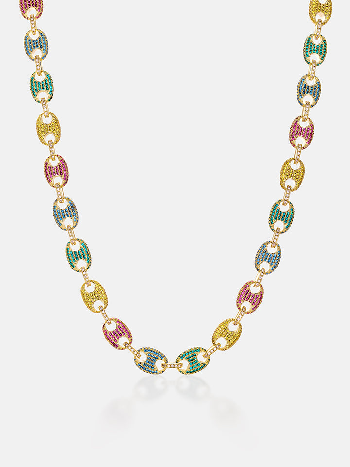 10MM S925 Moissanite Colored Gem G-Link Chain