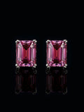 S925 Pink Moissanite Emerald Cut Stud Earrings-4.00 Carat Total