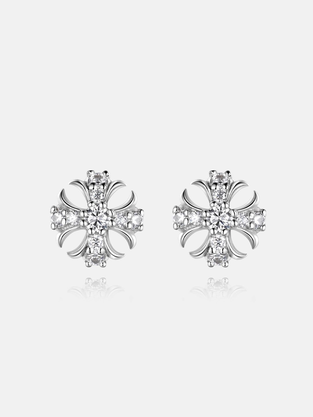 S925 Moissanite Catholic Cross Stud Earrings