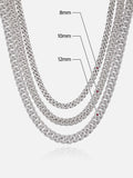 8mm-10mm-12mm 925 Sterling Silver Moissanite Cuban Chain