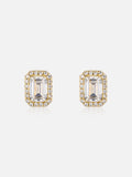 Moissanite Emerald Cut Halo Stud Earrings