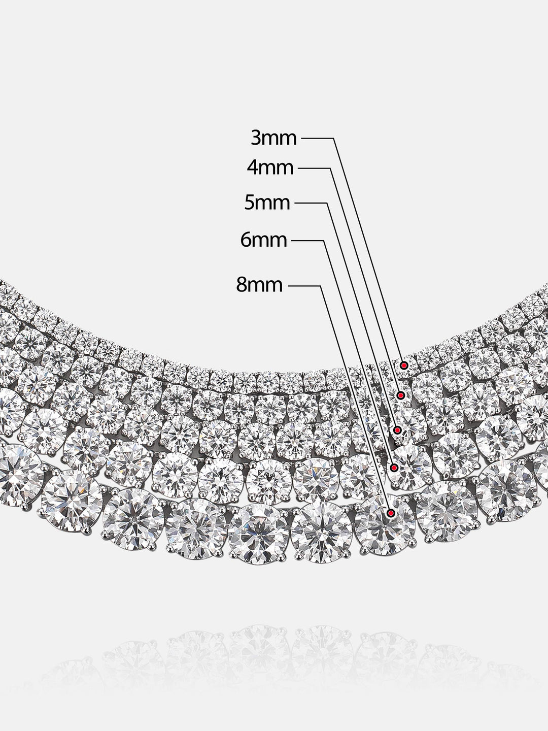 3MM-8MM 925 Sterling Silver Moissanite Tennis Chain
