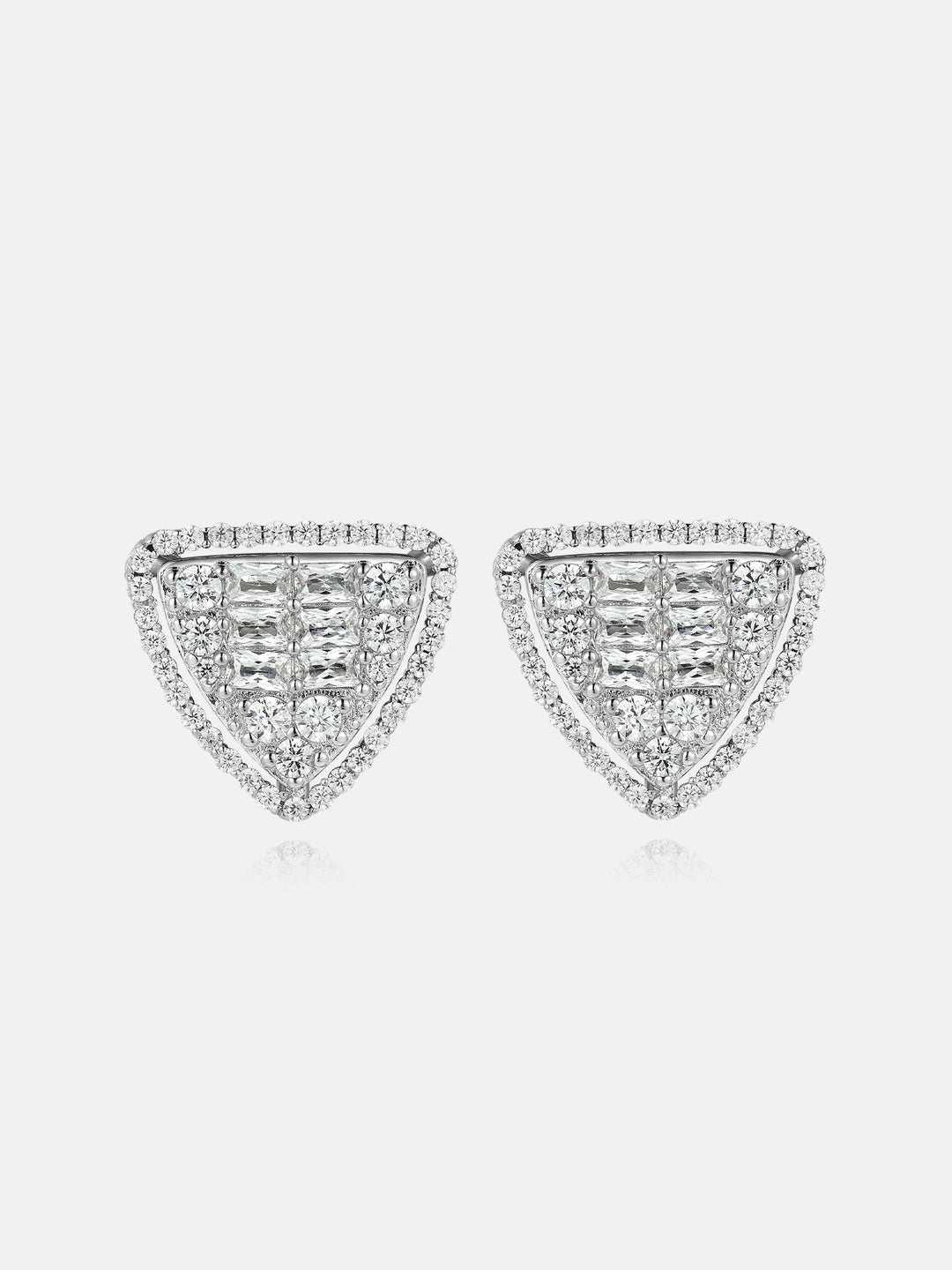 Baguette & Round Moissanite Triangle Shaped Earrings