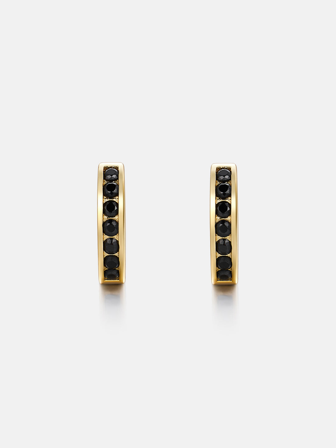 Black Moissanite Single Row Hoop Earrings