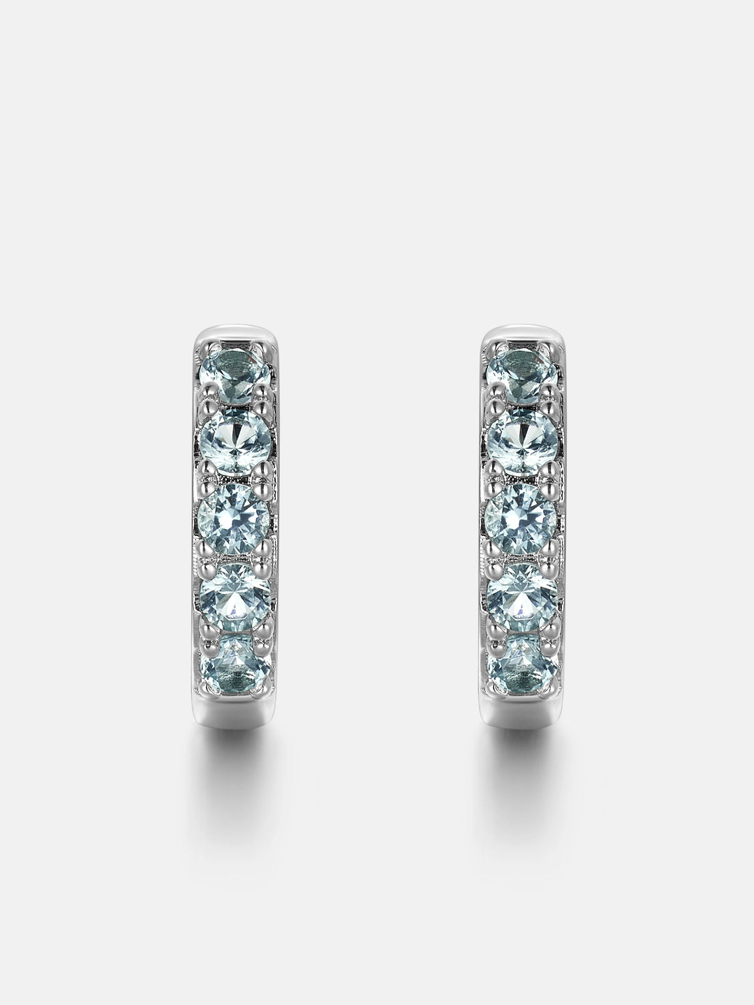 Blue Moissanite Single Row Hoop Earrings
