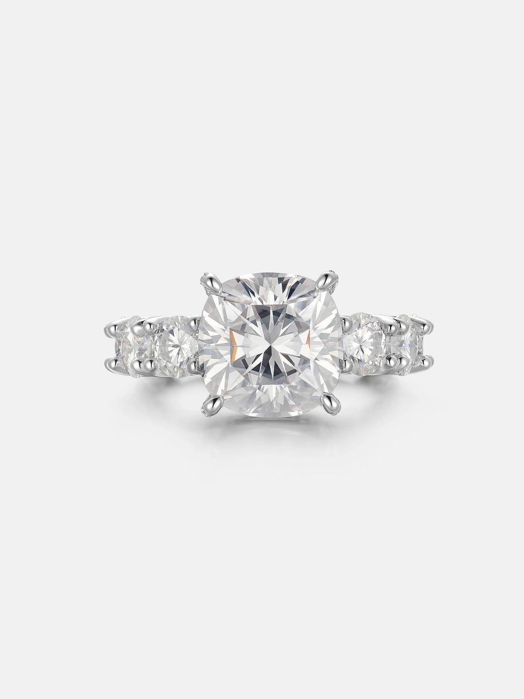 Cushion Cut Solitaire Moissanite Eternity Ring