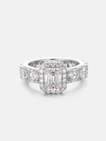 Emerald Cut Moissanite Halo Diamond Engagement Ring