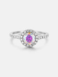 Floating Halo Rainbow Moissanite Engagement Ring