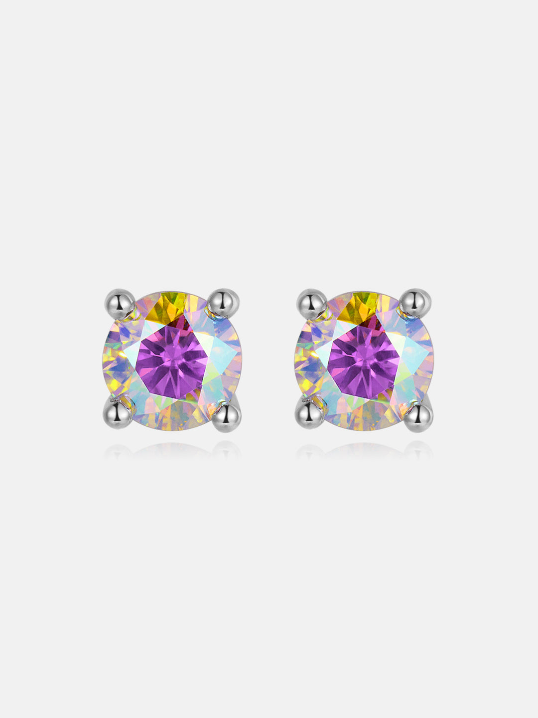 Halo Round Rainbow Moissanite Stud Earrings