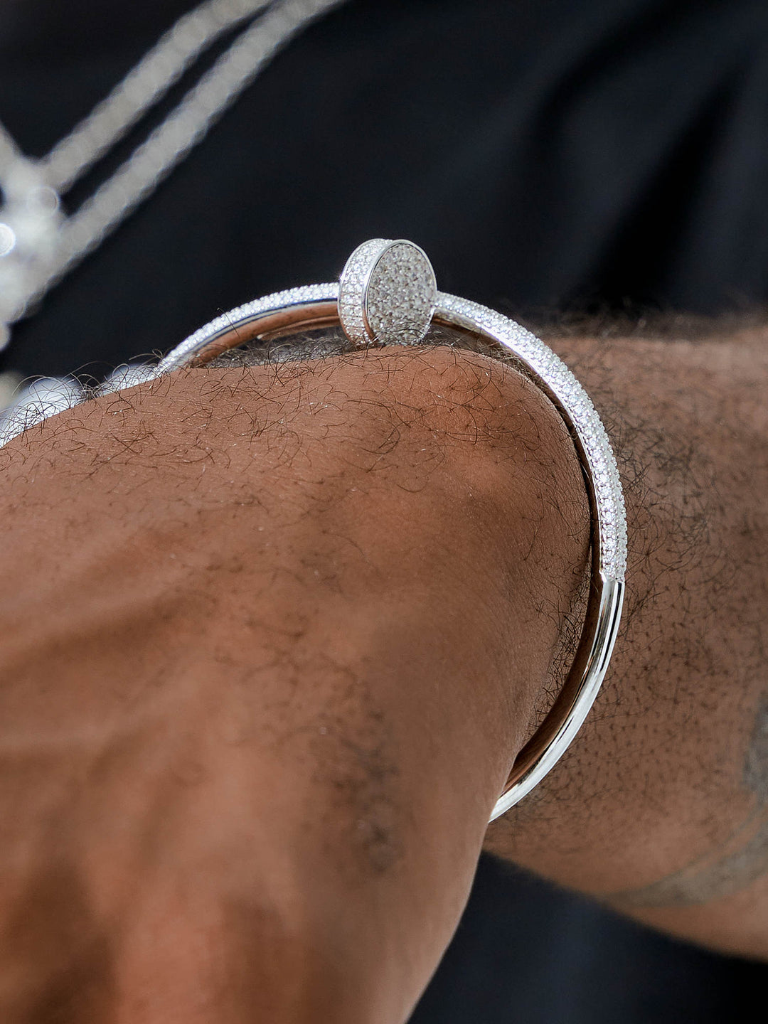 Iced Nail Bracelet With Half Moissanite