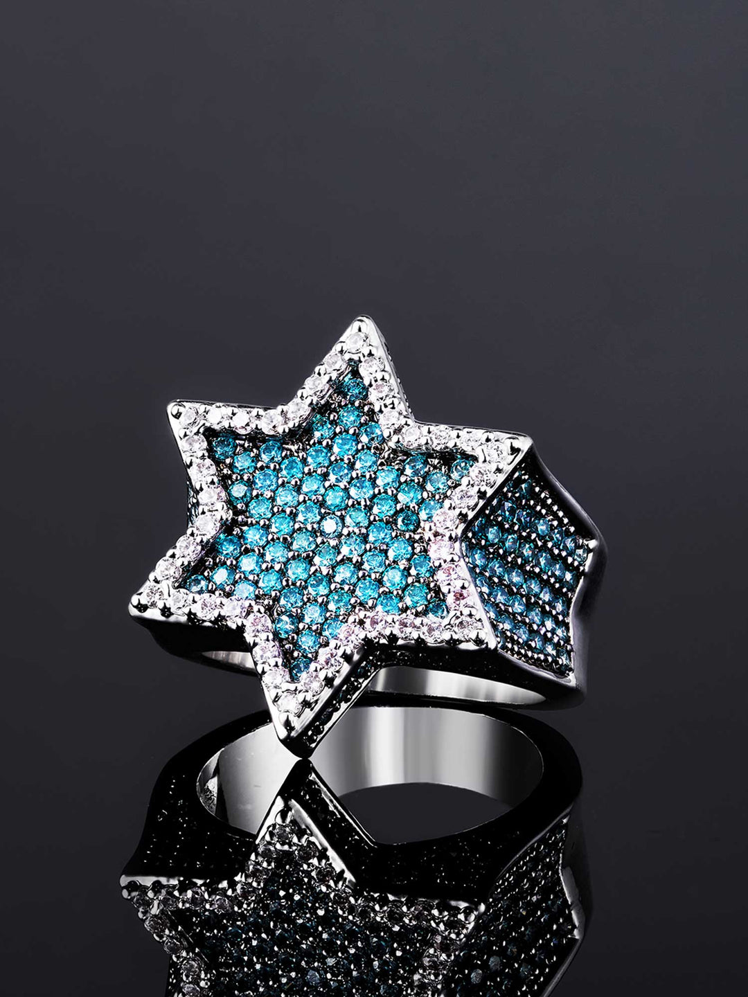 Iced Star Of David Ring