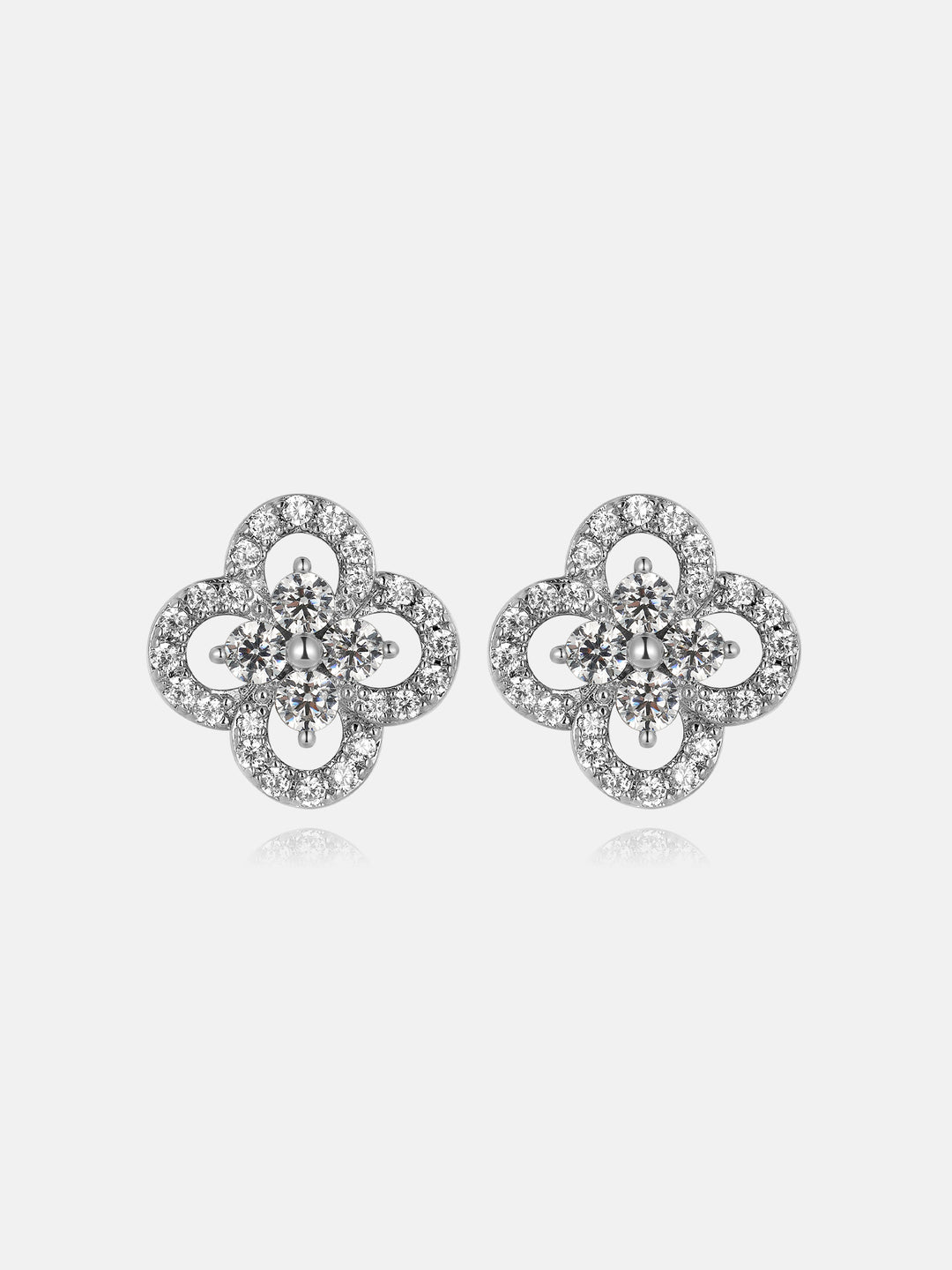Moissanite Double Clover Stud Earrings