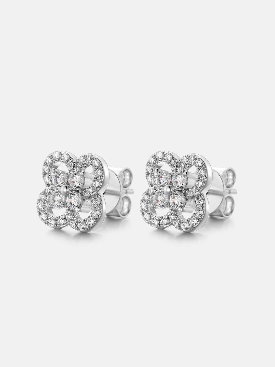 Moissanite Double Clover Stud Earrings