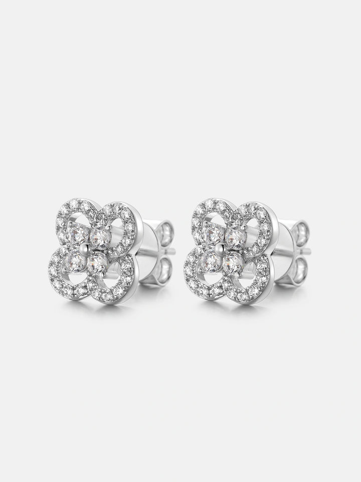 Moissanite Double Clover Stud Earrings