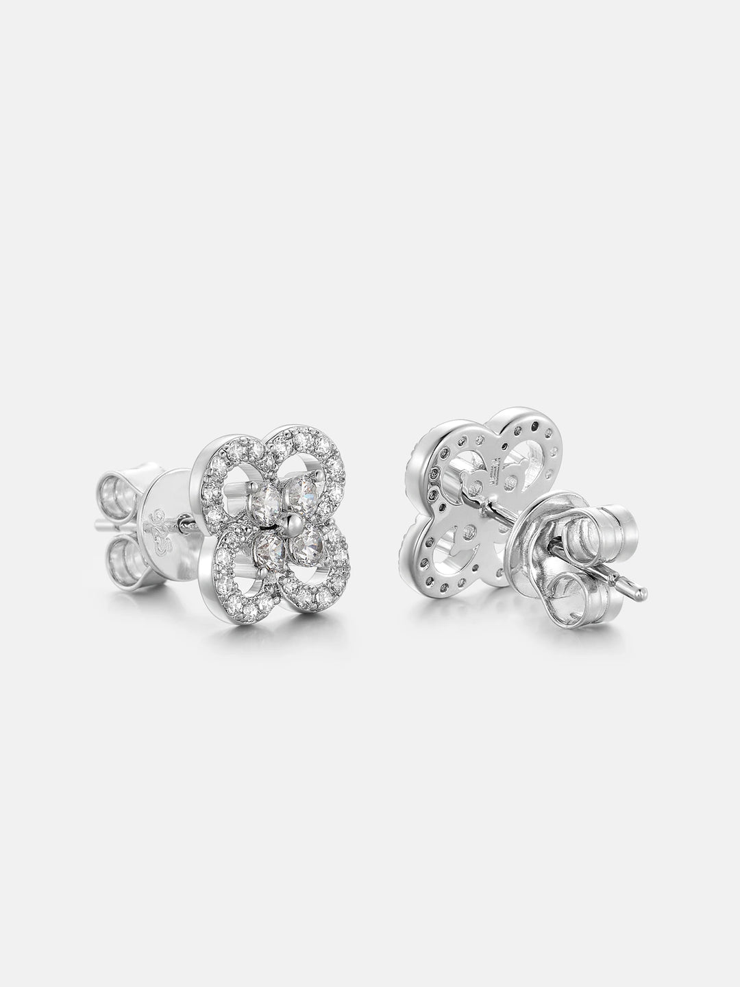 Moissanite Double Clover Stud Earrings