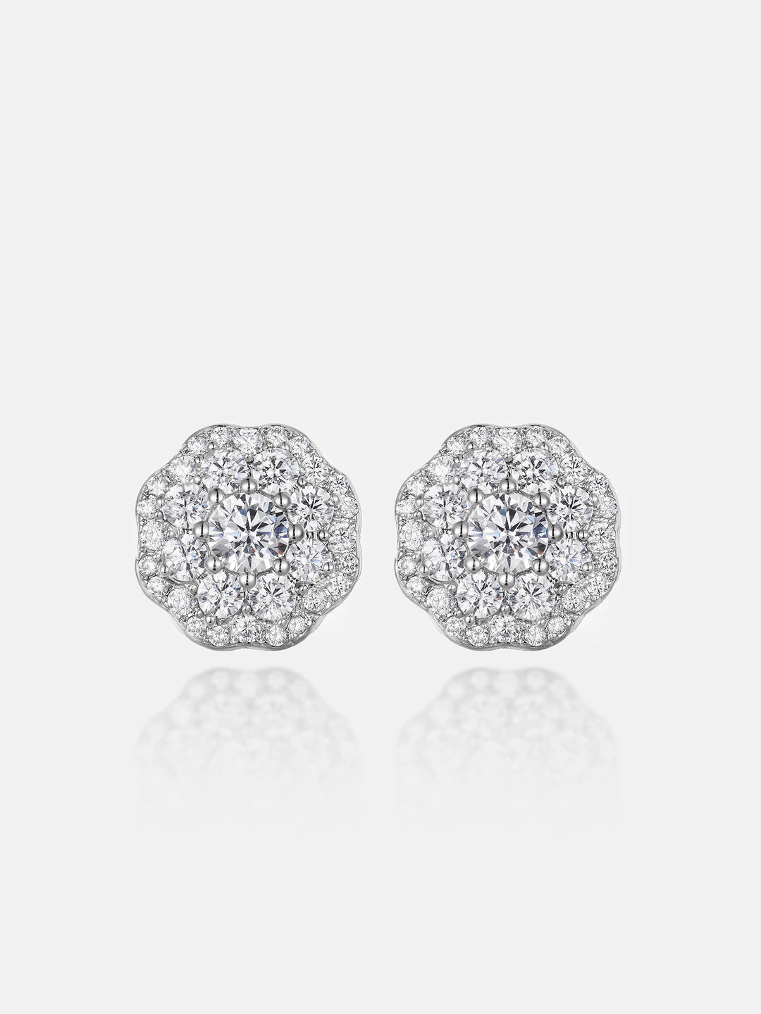 Moissanite Double Layer Blossom Cluster Earrings