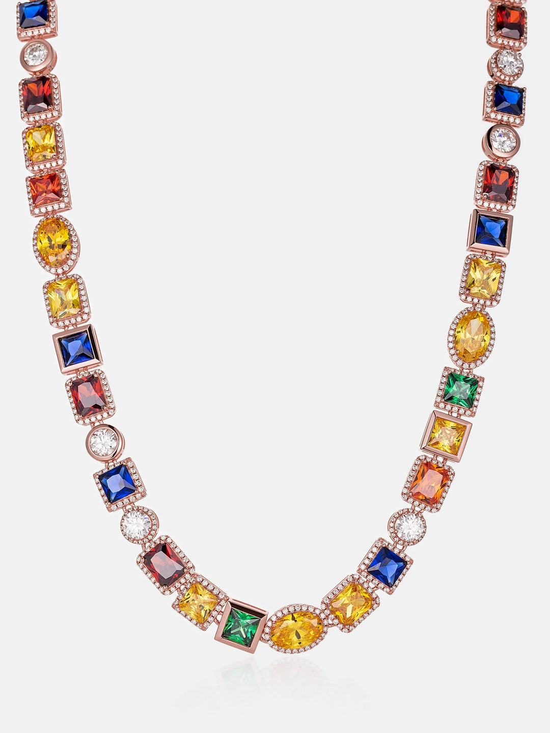 OBJ S925 Moissanite Multi Gemstone Chain In Rose Gold