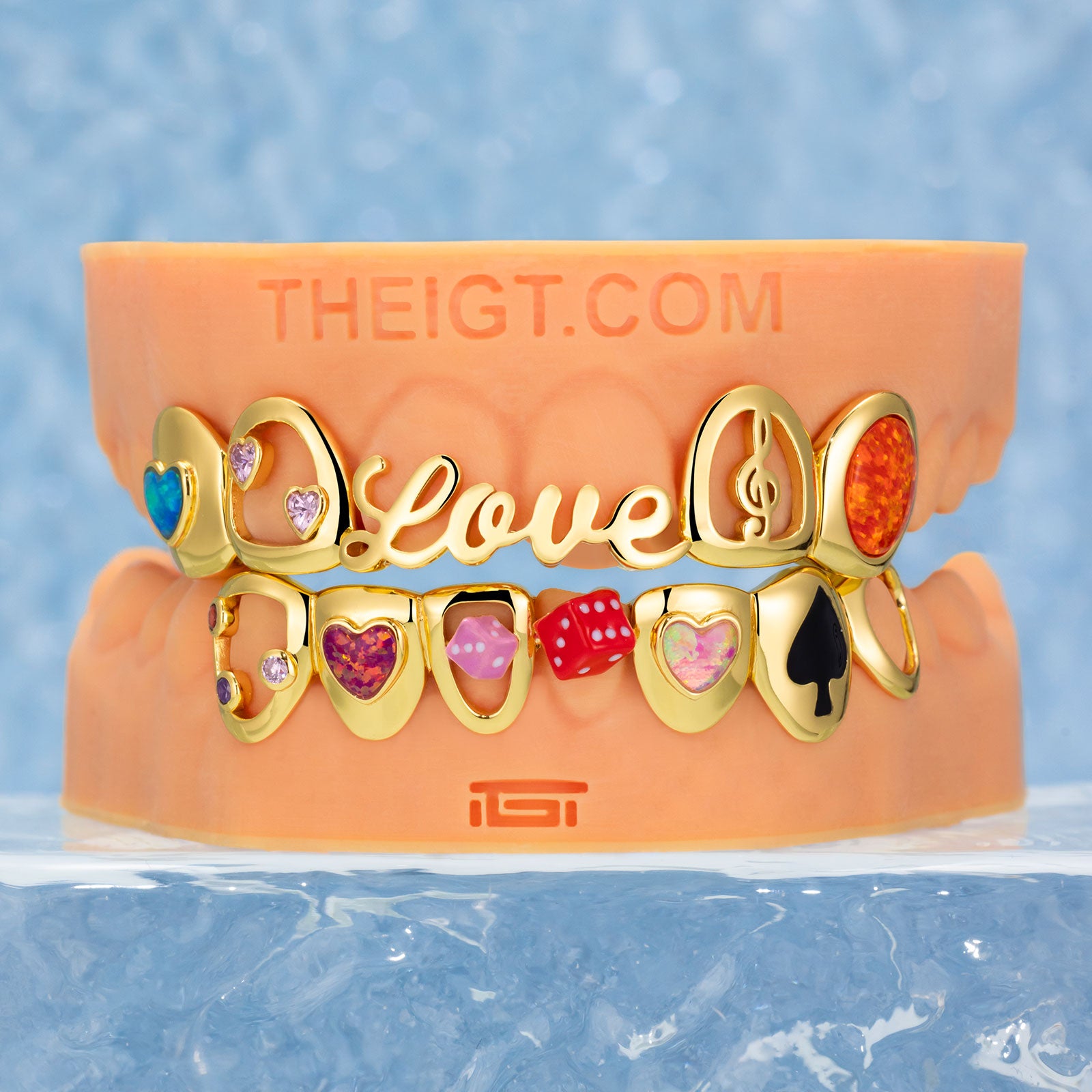 Opal Heart Dice Love Grillz – ICEGIANT