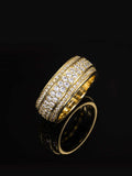 Round cut moissanite engagement ring with triple-band design
